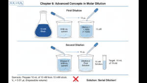 Test tubes set up for a serial dilution