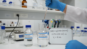 Row of test tubes prepared for serial dilution