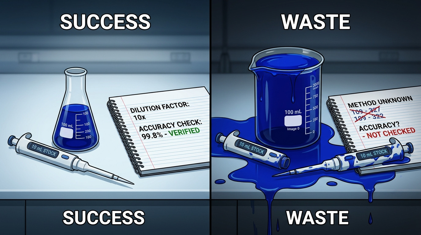 Serial dilution calculator for accurate concentration and ratio calculations in laboratory