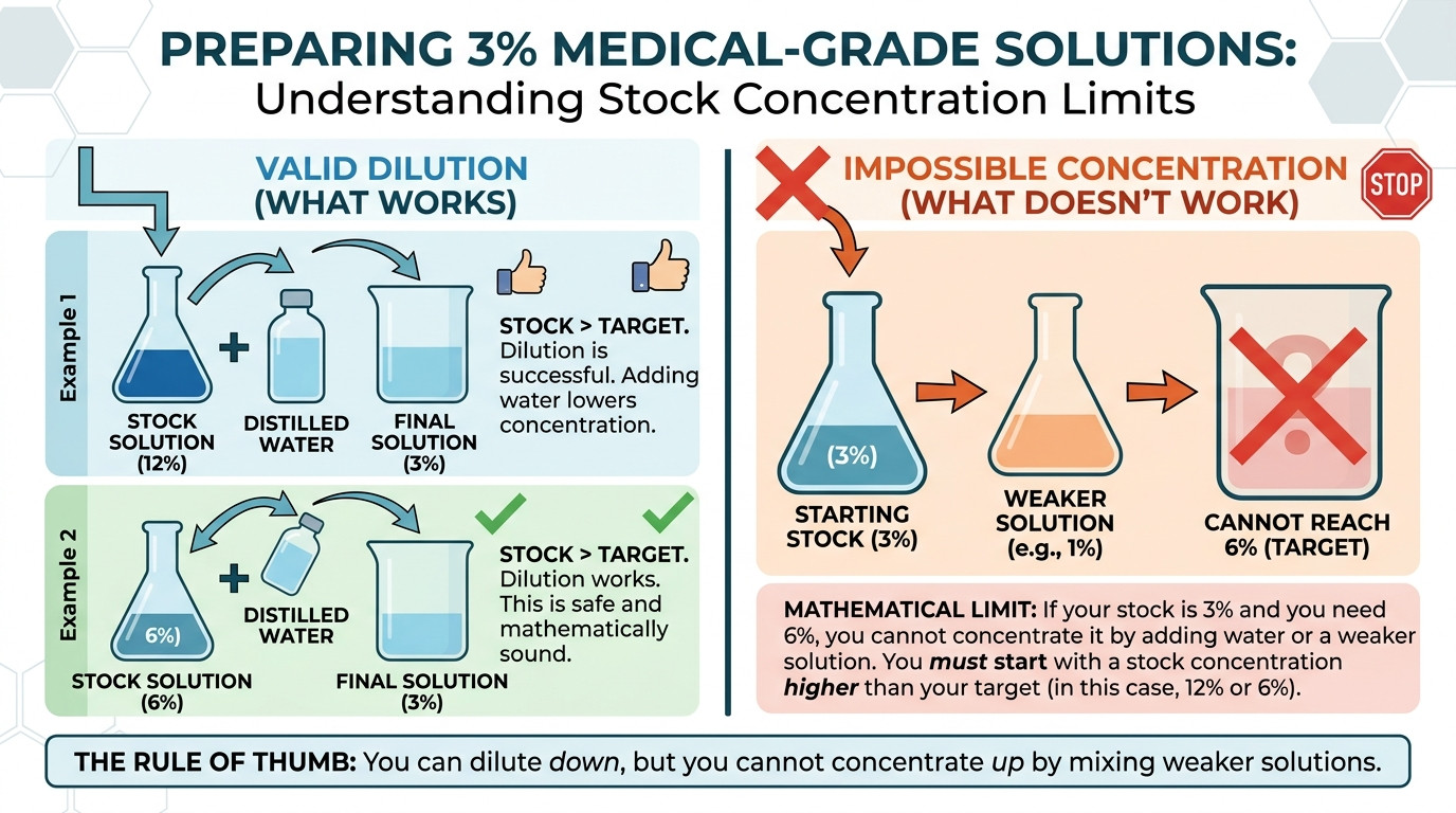 Hydrogen peroxide concentration levels, safety guidelines, and proper application for different uses