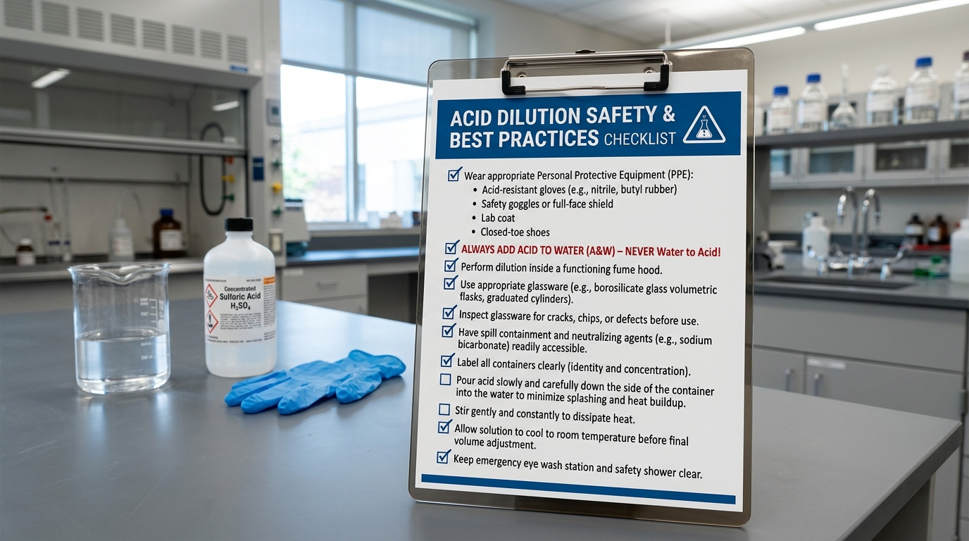Acid dilution calculator safety and best practices checklist for accurate and safe acid dilution