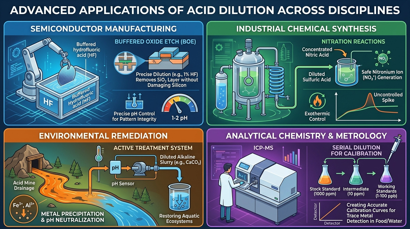 Acid dilution calculator advanced applications in analytical chemistry water treatment food production and metal finishing