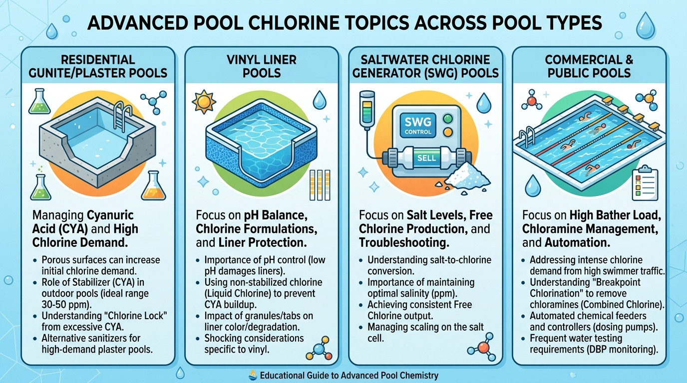 Pool chlorine calculator advanced topics for saltwater pools spas indoor pools commercial pools and algae recovery
