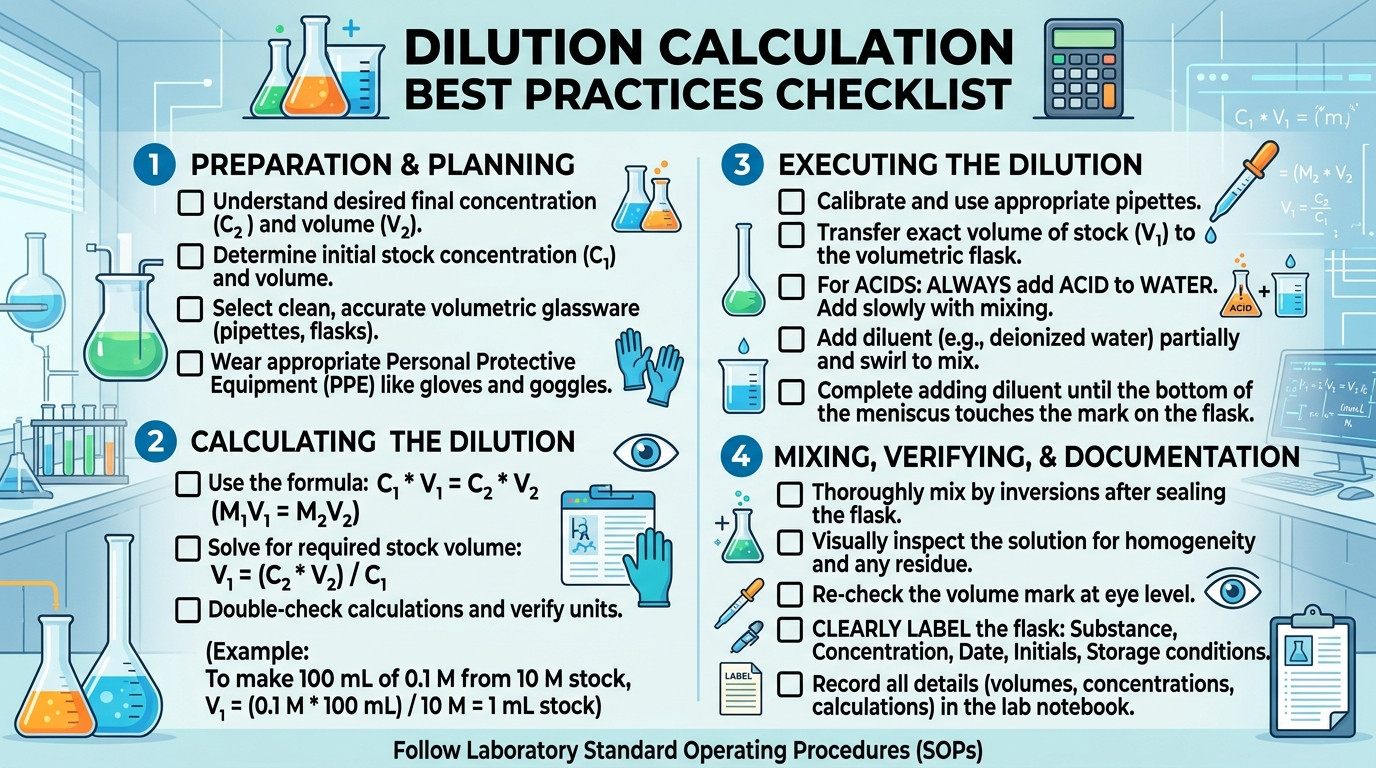 How to do a dilution calculation best practices checklist for accurate solution preparation