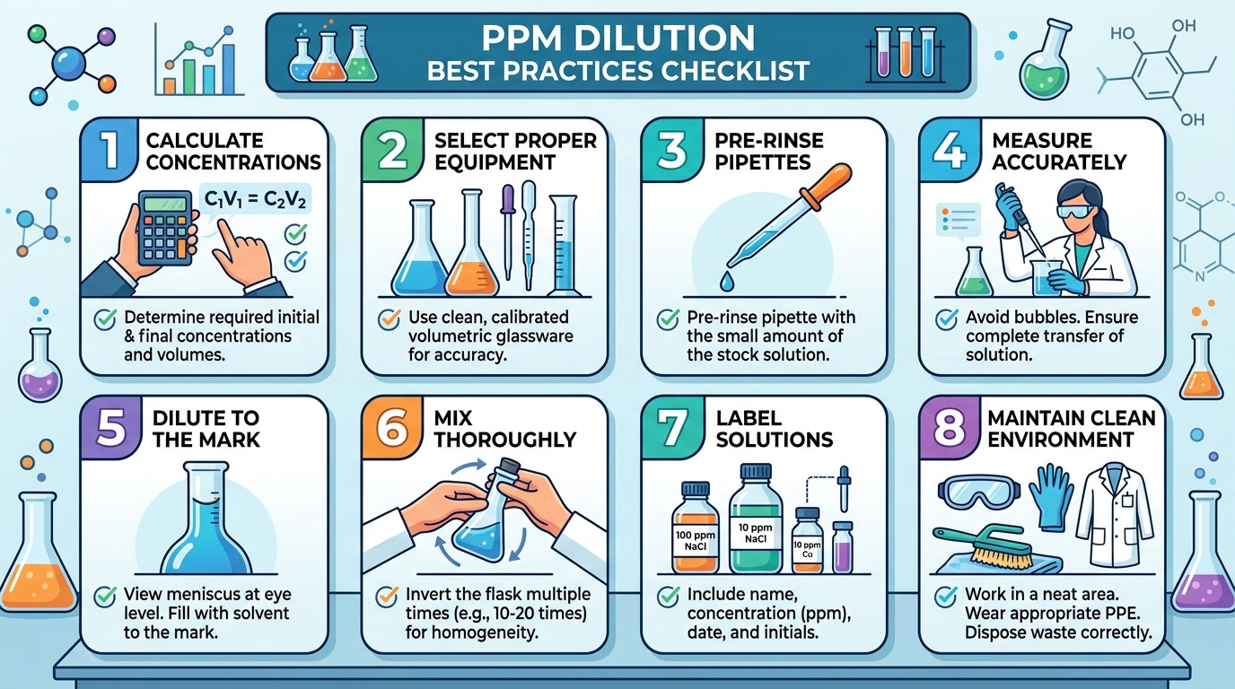 ppm dilution calculator best practices checklist for accurate parts per million preparation