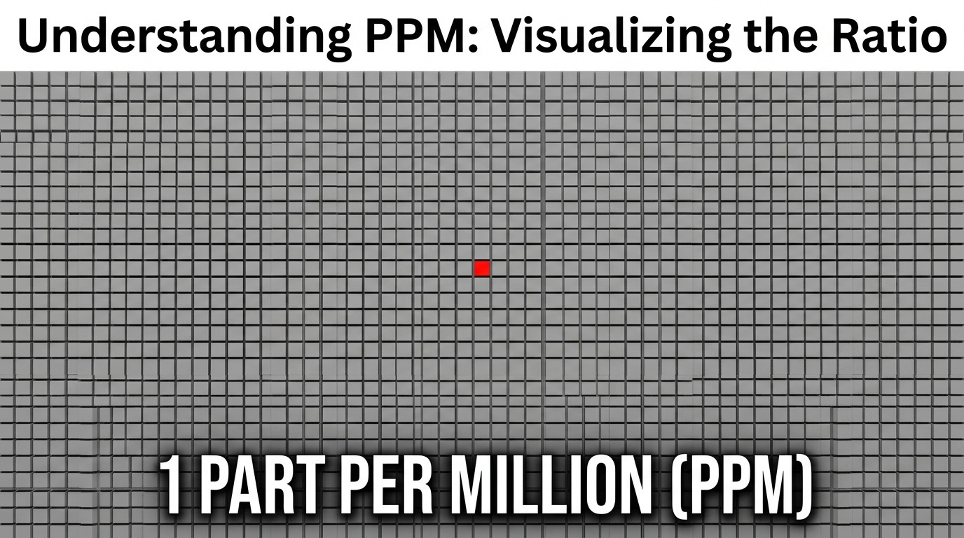PPM calculator showing parts per million concentration visualization across different solution dilution steps