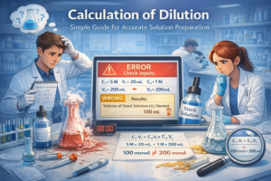 Scientist performing precise calculation of dilution in a modern laboratory