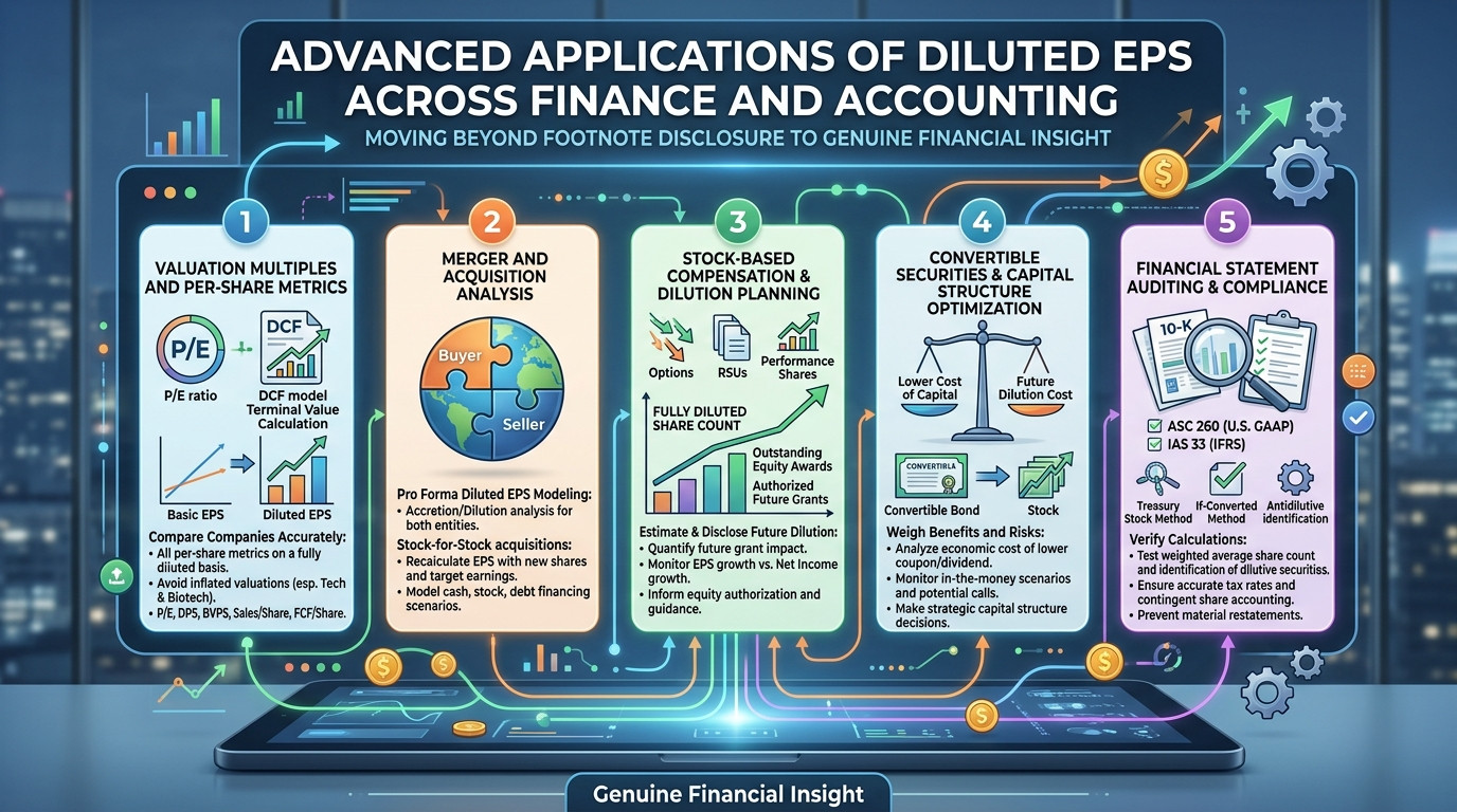 Diluted EPS calculation advanced applications in valuation merger analysis and stock compensation