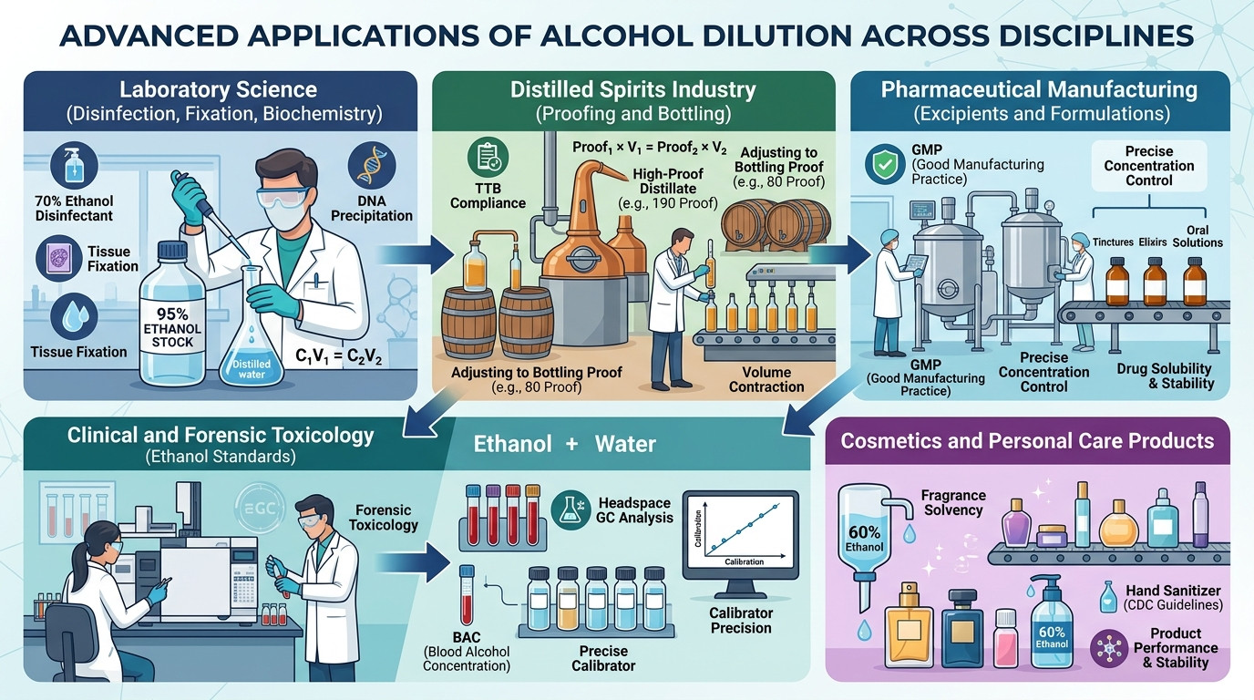 Alcohol dilution calculator advanced applications in laboratory distillery pharmaceutical and clinical settings