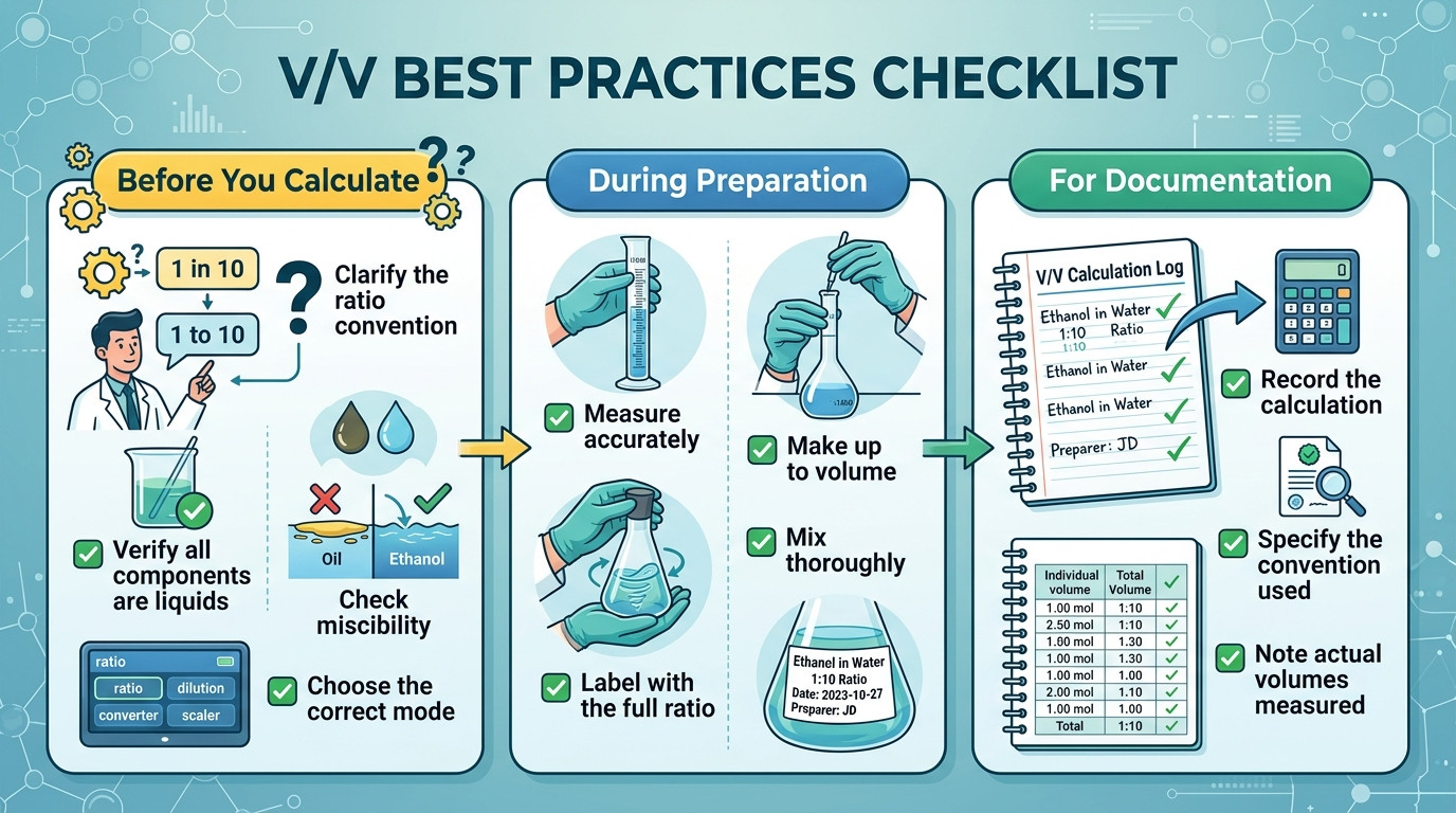 Volume by volume calculation best practices with laboratory equipment