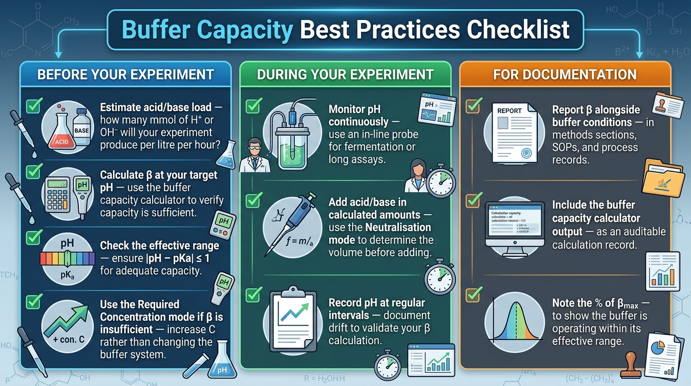 Buffer capacity calculation best practices with pH monitoring and laboratory equipment