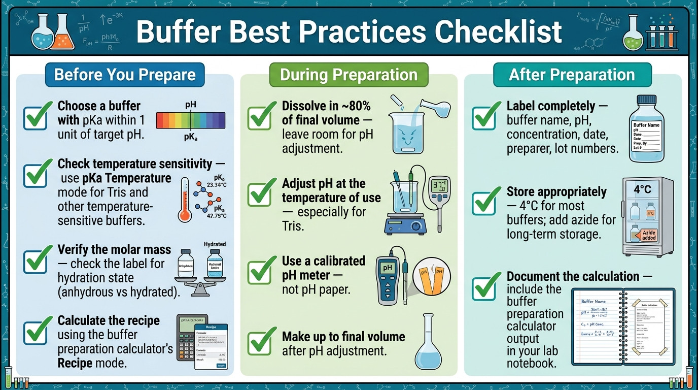 Buffer preparation best practices with pH meter and laboratory glassware