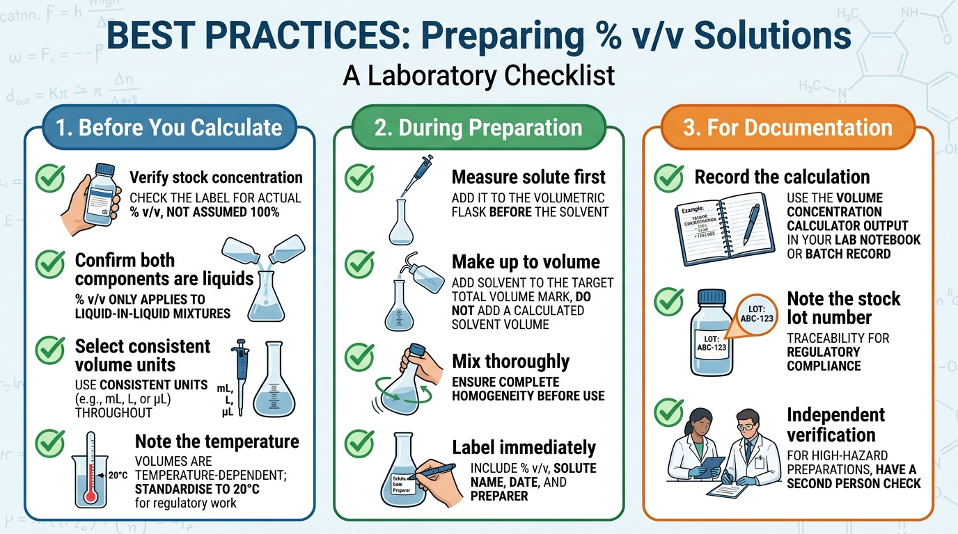 Volume concentration best practices with volumetric flasks and graduated cylinders