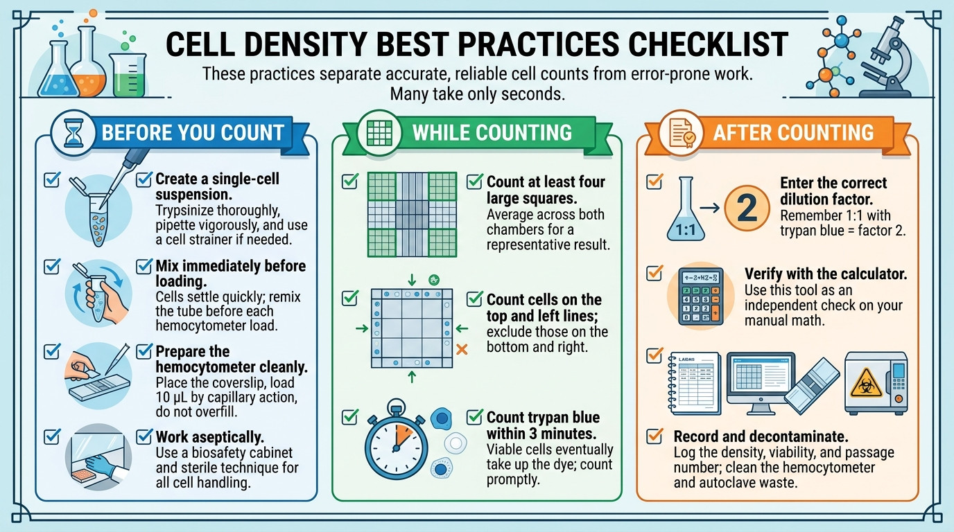 Cell density counting best practices in a cell culture laboratory