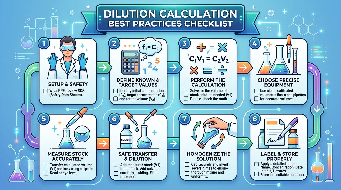 How to calculate dilutions best practices checklist for accurate solution preparation