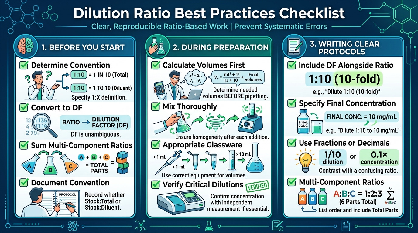 Dilution ratio calculator best practices checklist for clear protocol writing