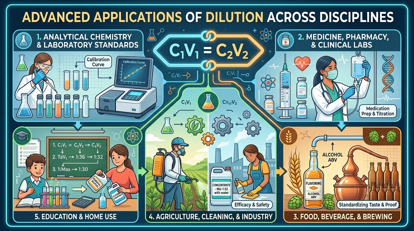 Calcul dilution applications across analytical chemistry medicine brewing and industry