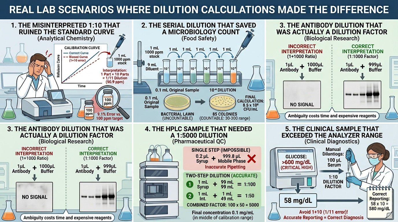 How to do dilutions in the lab real scenarios in microbiology HPLC and clinical chemistry