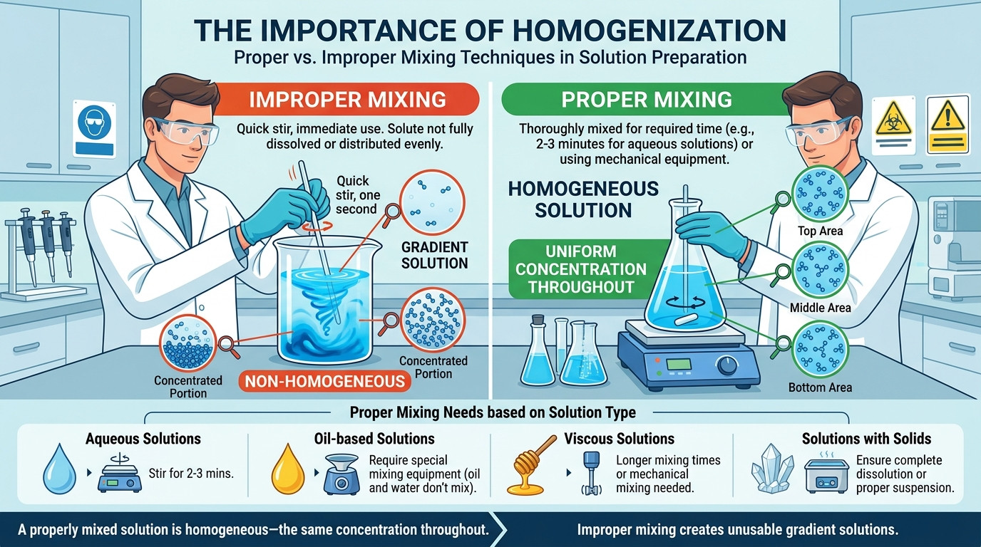 Advanced dilution concepts including homogenization, temperature effects, and concentration gradients