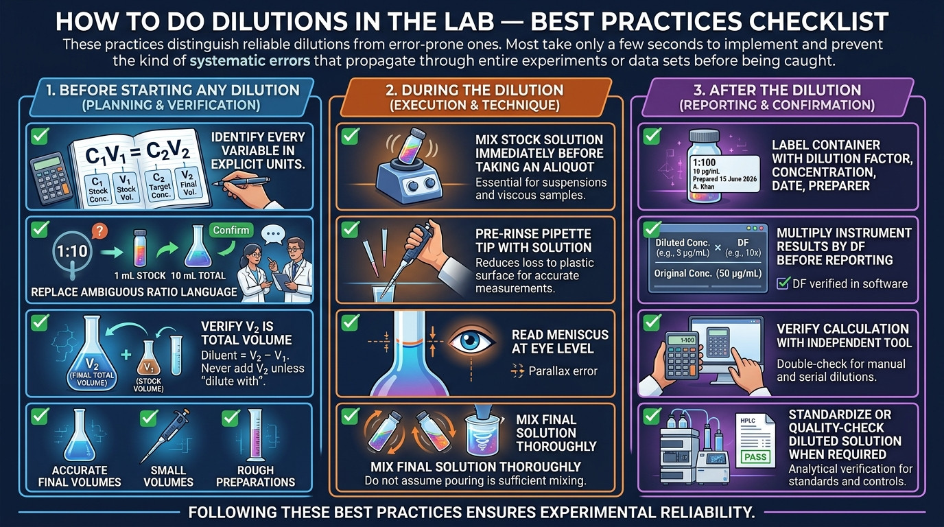 How to do dilutions in the lab best practices checklist for accurate pipetting and volumetric preparation