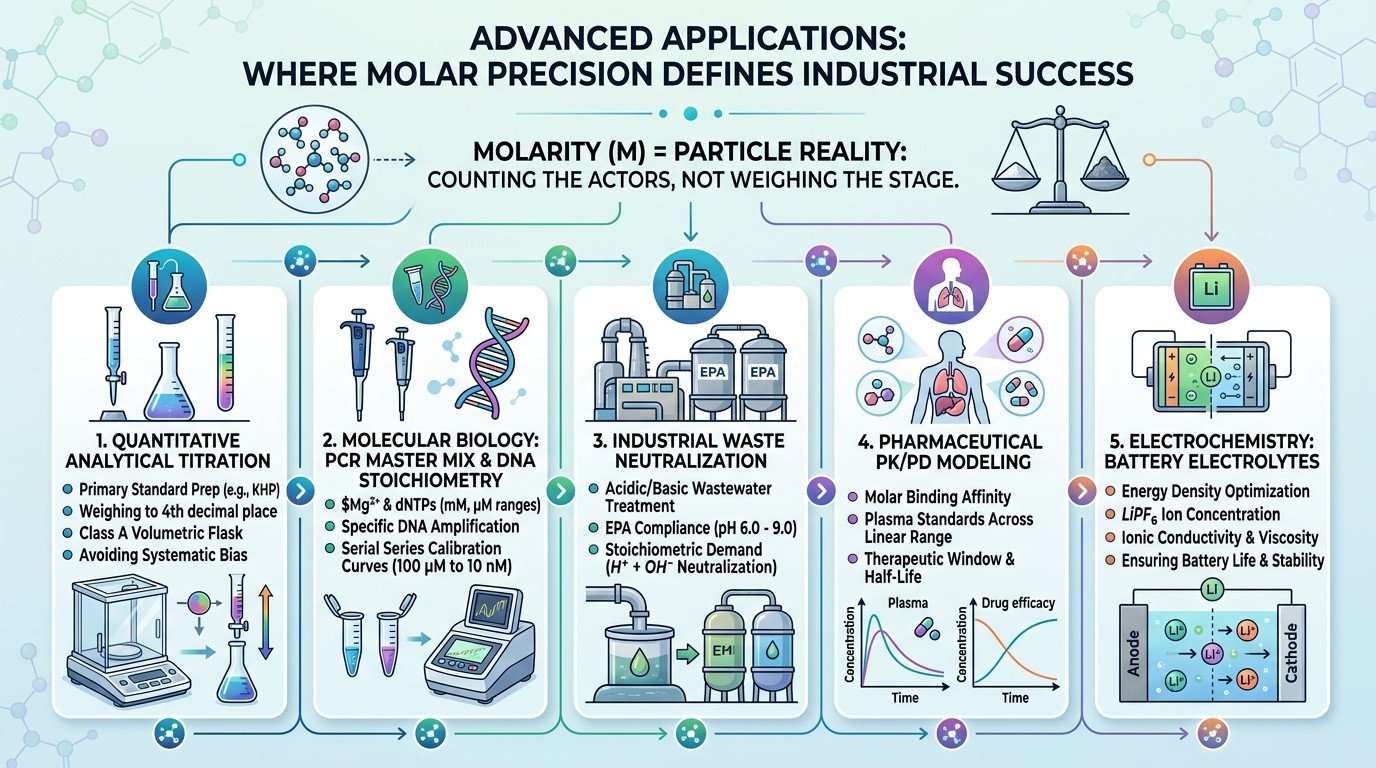 Advanced applications of molarity dilution in industrial reactors and research labs