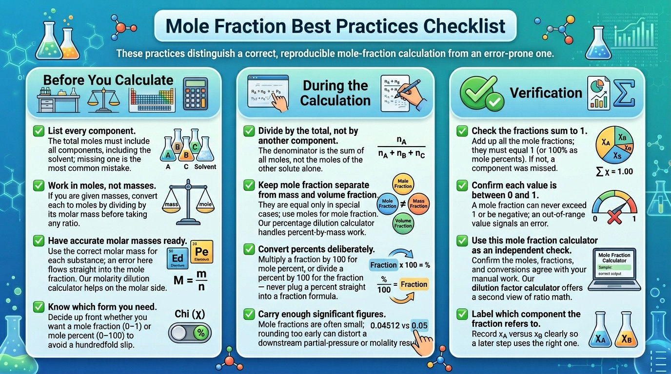 Mole fraction best practices checklist for accurate composition calculations