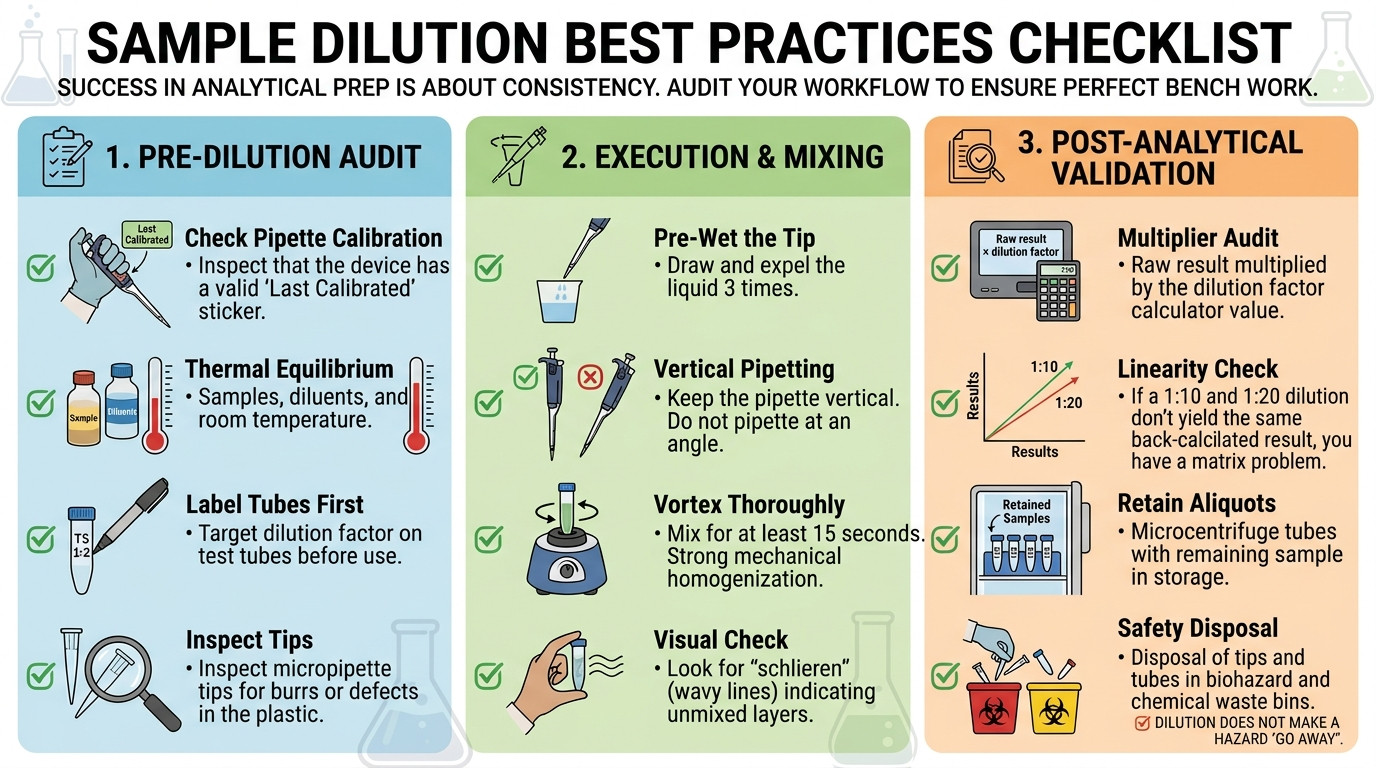 Graphic summary of professional laboratory best practices for sample preparation