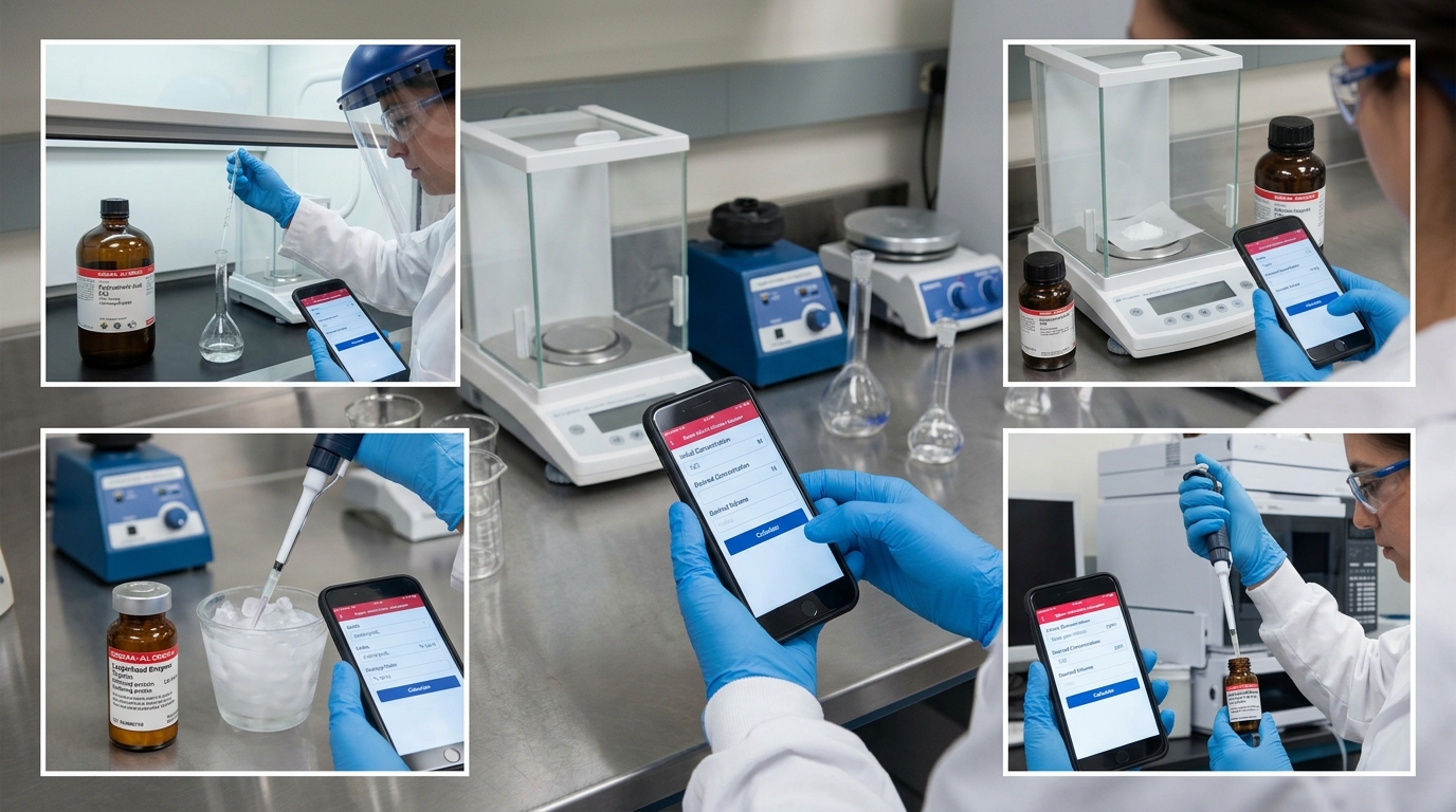 Sigma reagent dilution applications across concentrated acids, solids, antibodies, standards, and QC settings