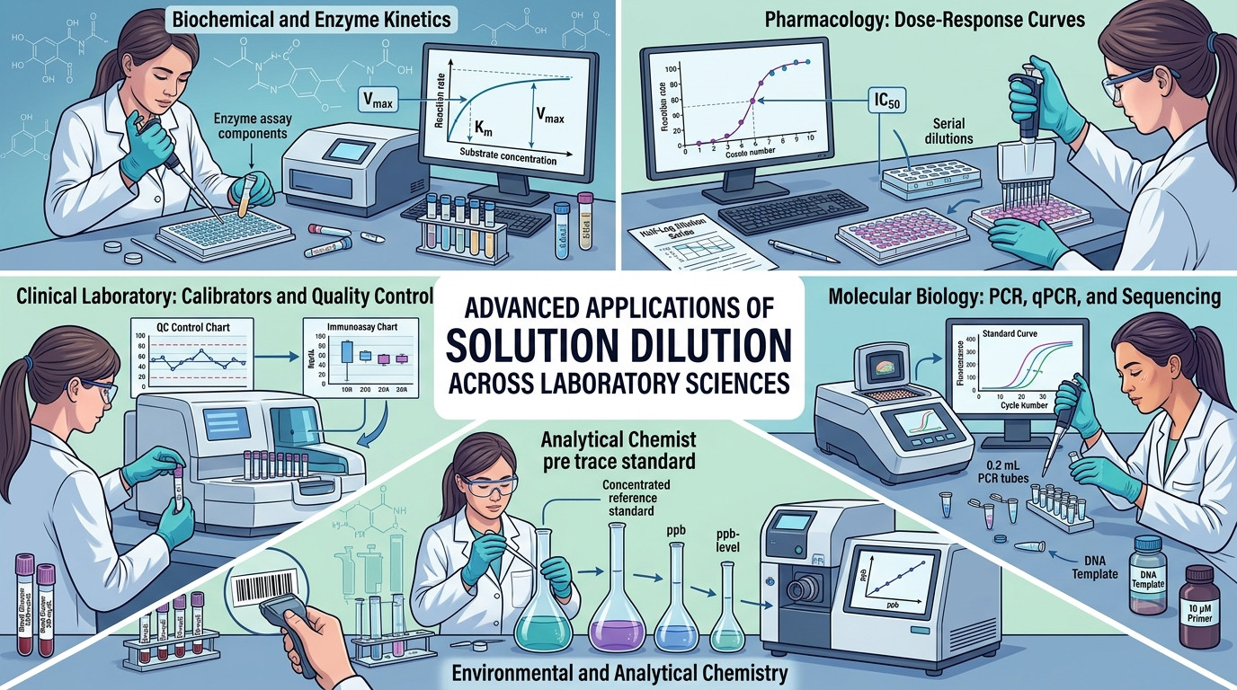 Solution dilution calculator advanced applications in biochemistry pharmacology clinical and molecular biology