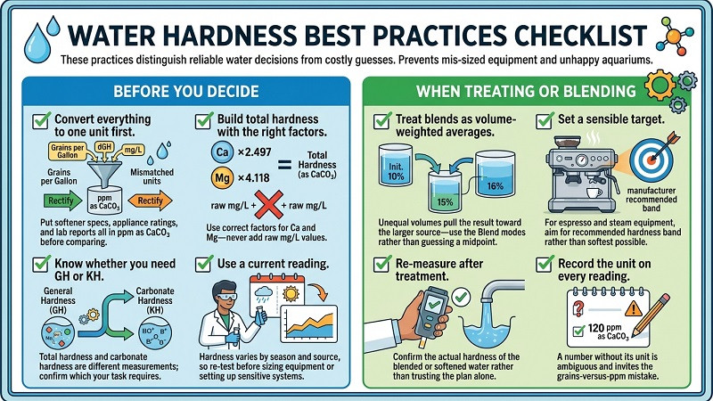 Water hardness best practices checklist for testing softening and blending water
