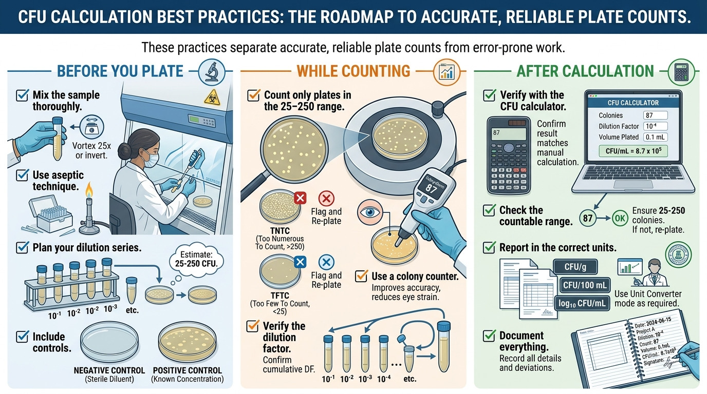 CFU calculator best practices checklist for microbiology laboratory accuracy