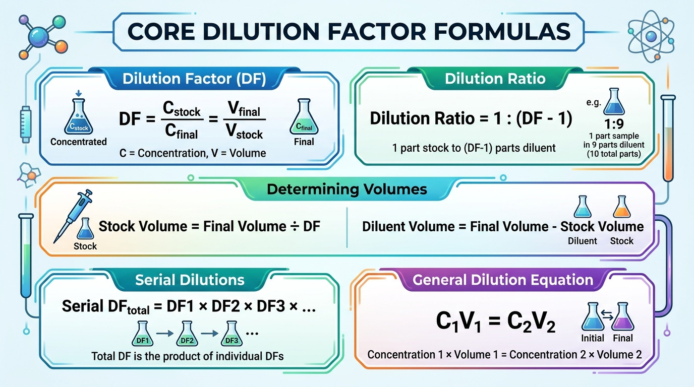how do you calculate the dilution factor – formulas, volume ratio and concentration ratio chart