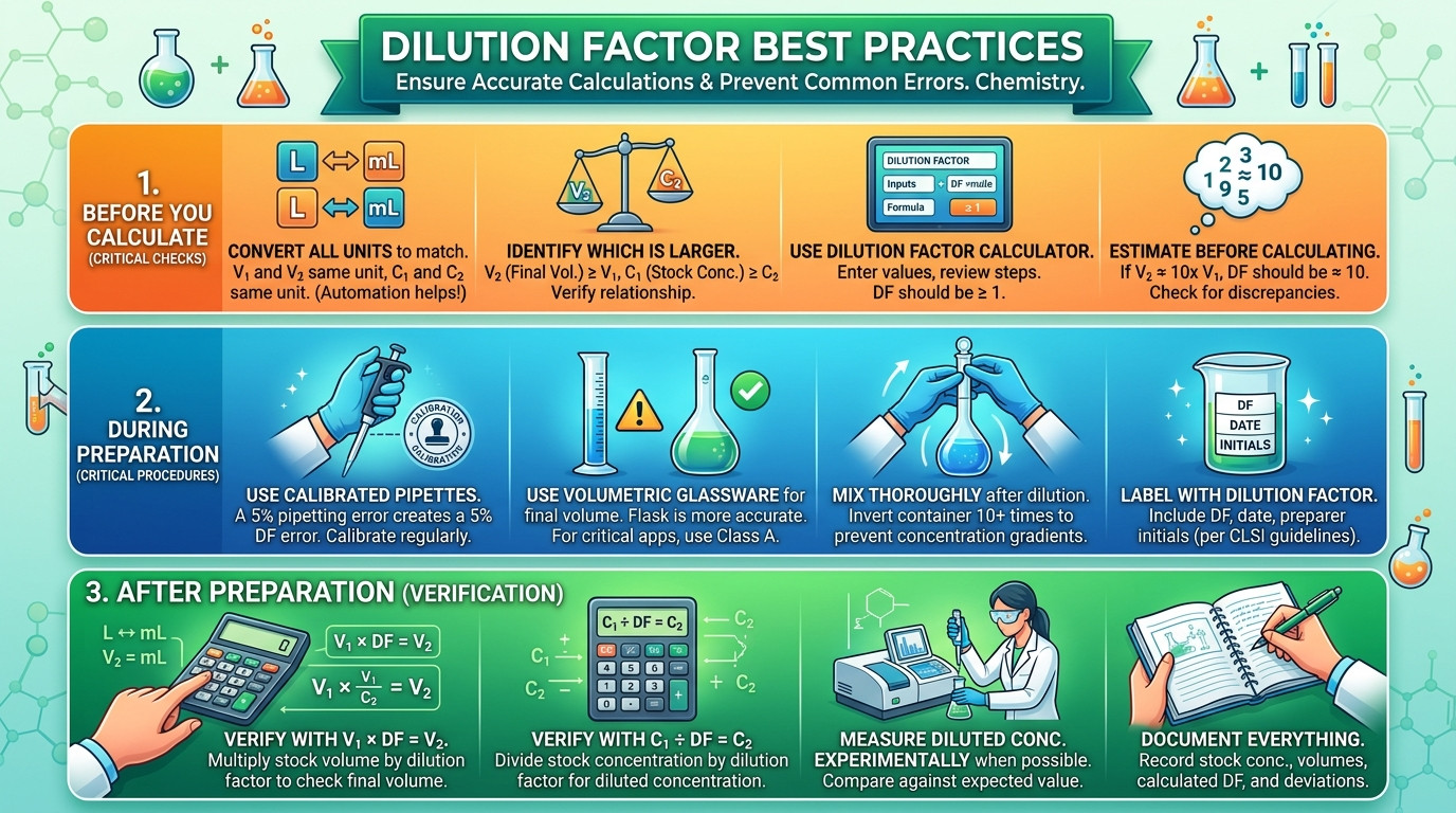 Dilution factor calculator best practices checklist for laboratory accuracy and verification