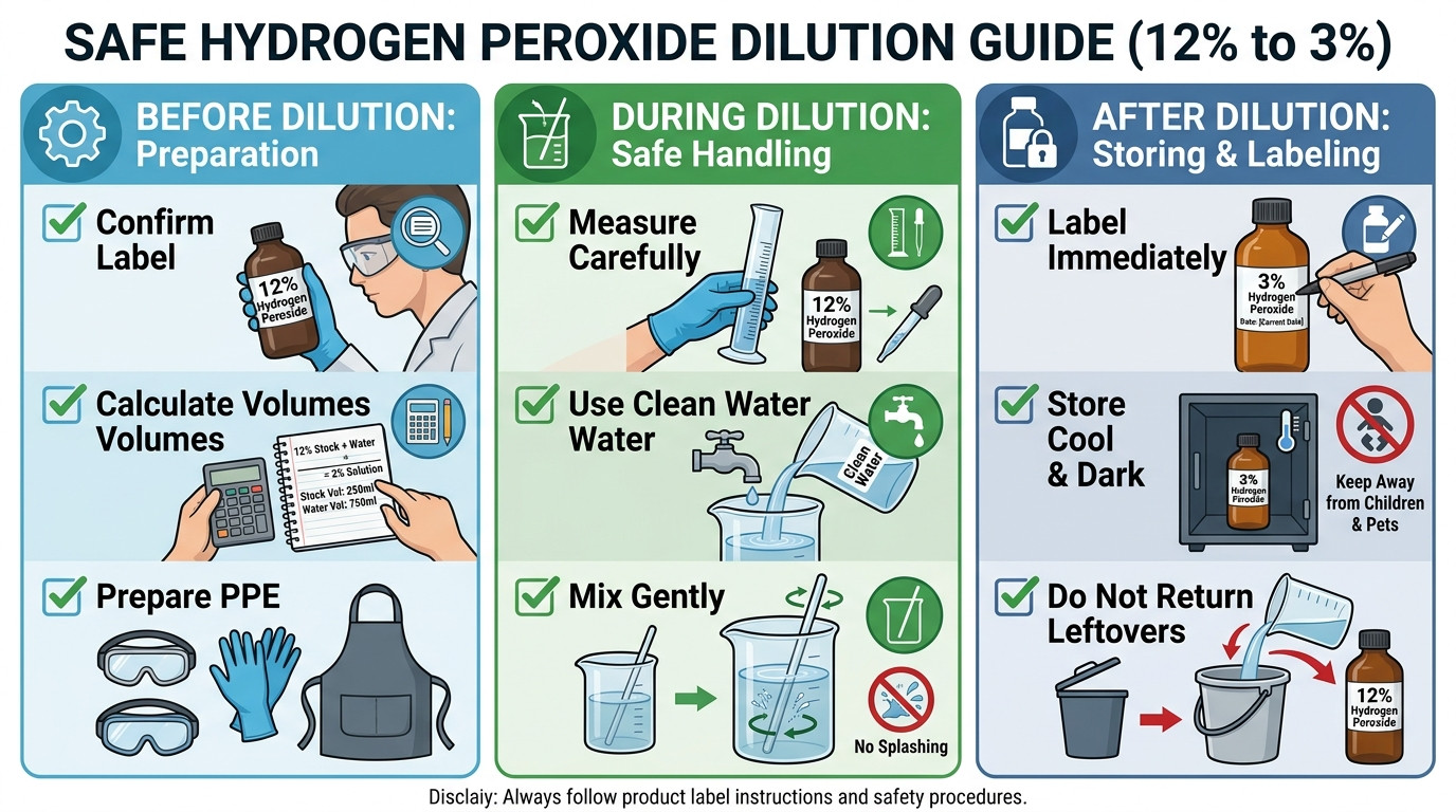 how to dilute 12 hydrogen peroxide to 3 checklist for measuring labeling and safe storage