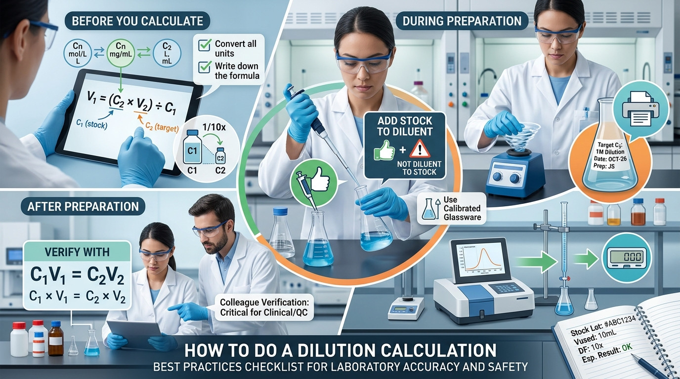 How to do a dilution calculation best practices checklist for laboratory accuracy and safety