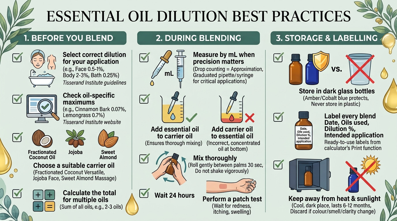 Essential oil dilution best practices checklist for safe aromatherapy blending