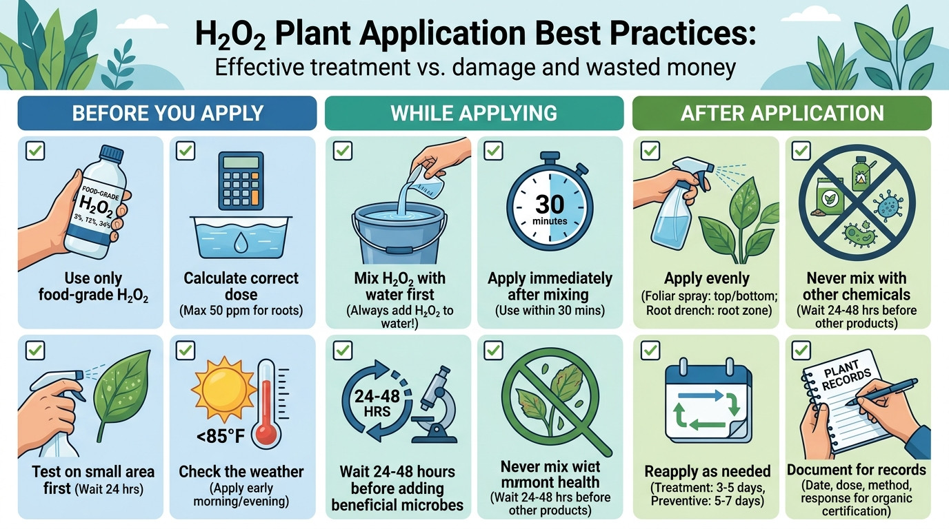 Hydrogen peroxide plant application best practices checklist for hydroponic systems