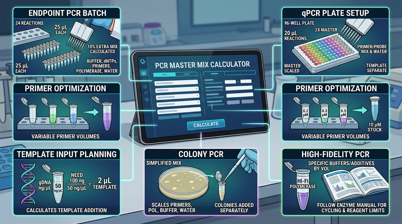 PCR master mix scenarios for endpoint PCR qPCR primer optimization template input and high fidelity PCR