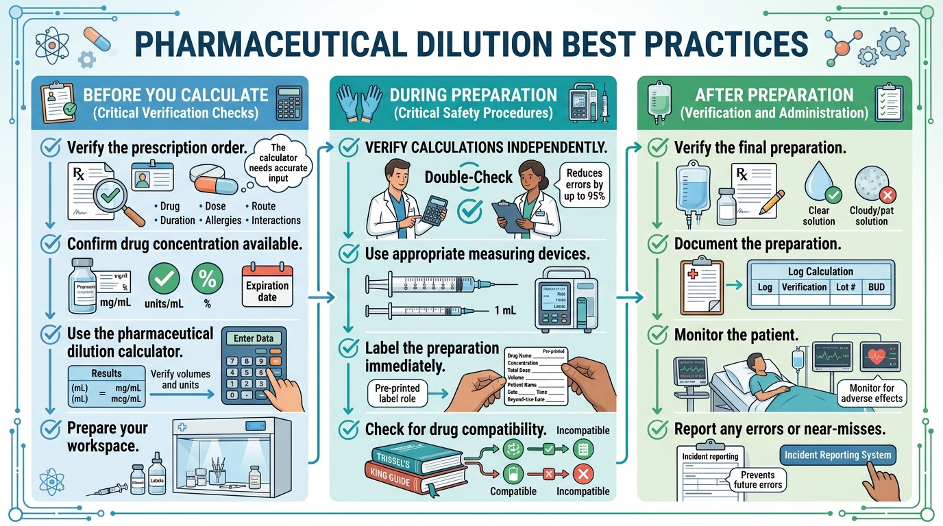 Pharmaceutical dilution best practices checklist for patient safety