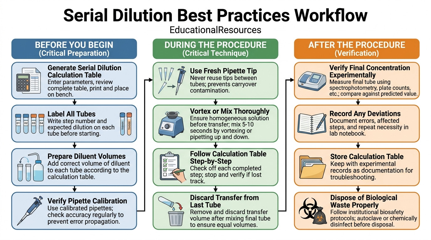 Serial dilution calculation table best practices checklist for laboratory use