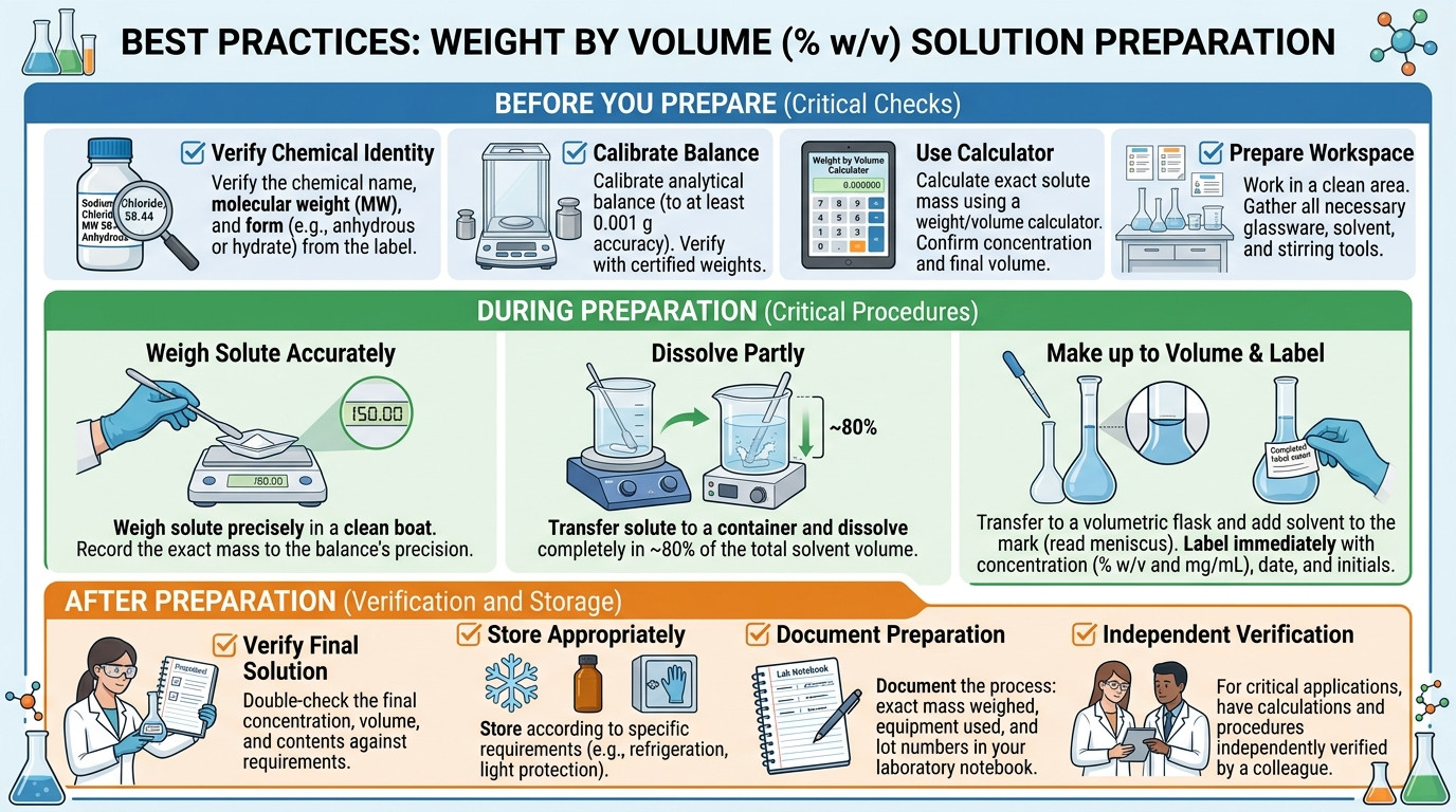 Weight by volume dilution best practices checklist for laboratory and pharmacy use