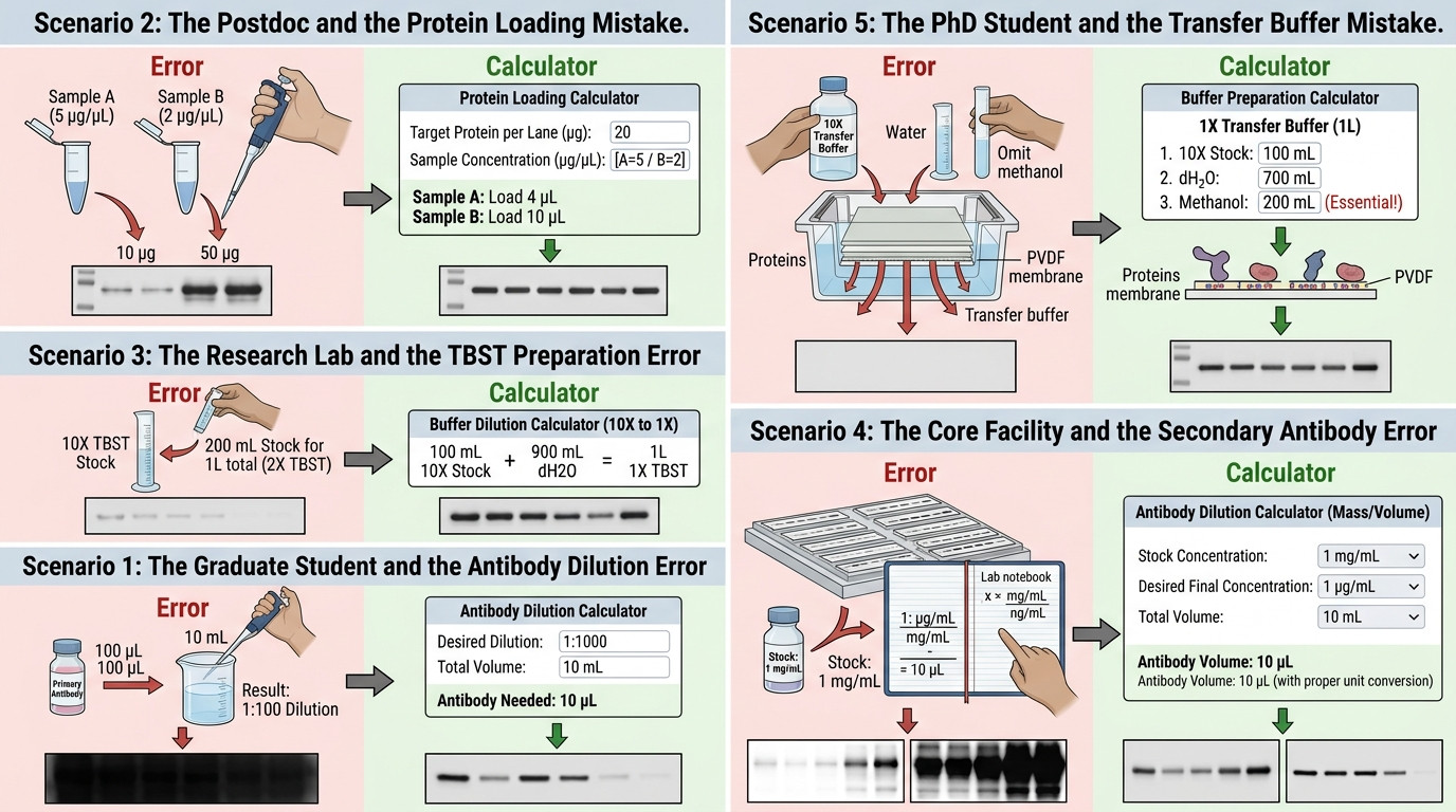 Western blot calculator scenarios in molecular biology, protein analysis, and research laboratories