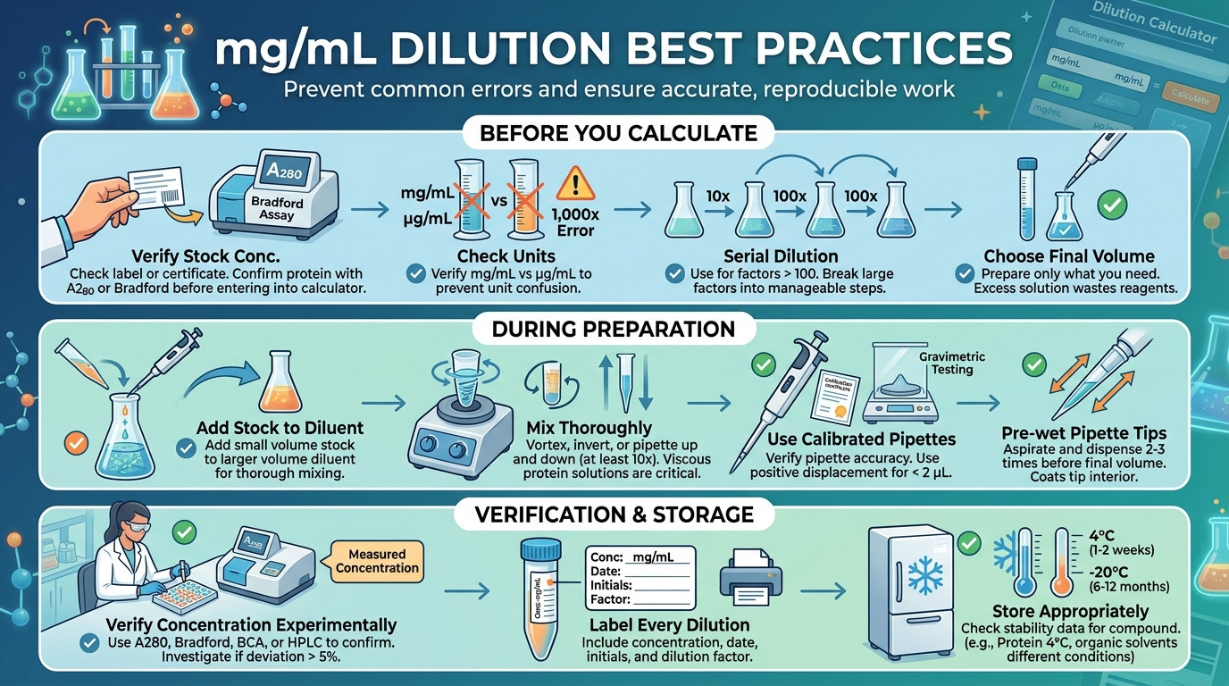 mg/mL dilution best practices checklist for laboratory accuracy