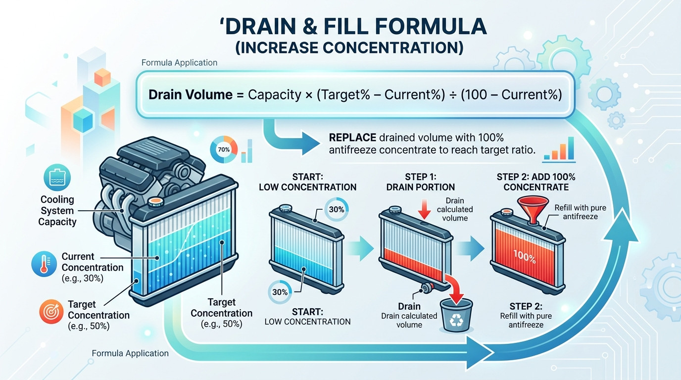 Antifreeze ratio formulas and freeze protection calculation methods